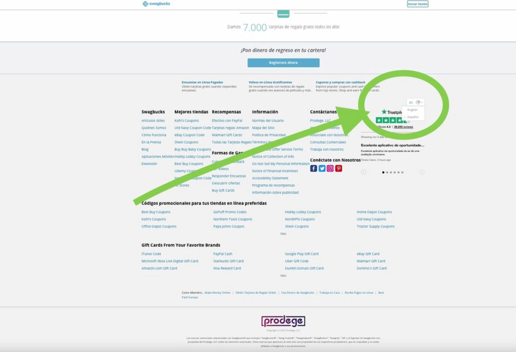 puedas usar swagbucks.com en espanol